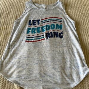 Blue Tank Top with Patriotic Print